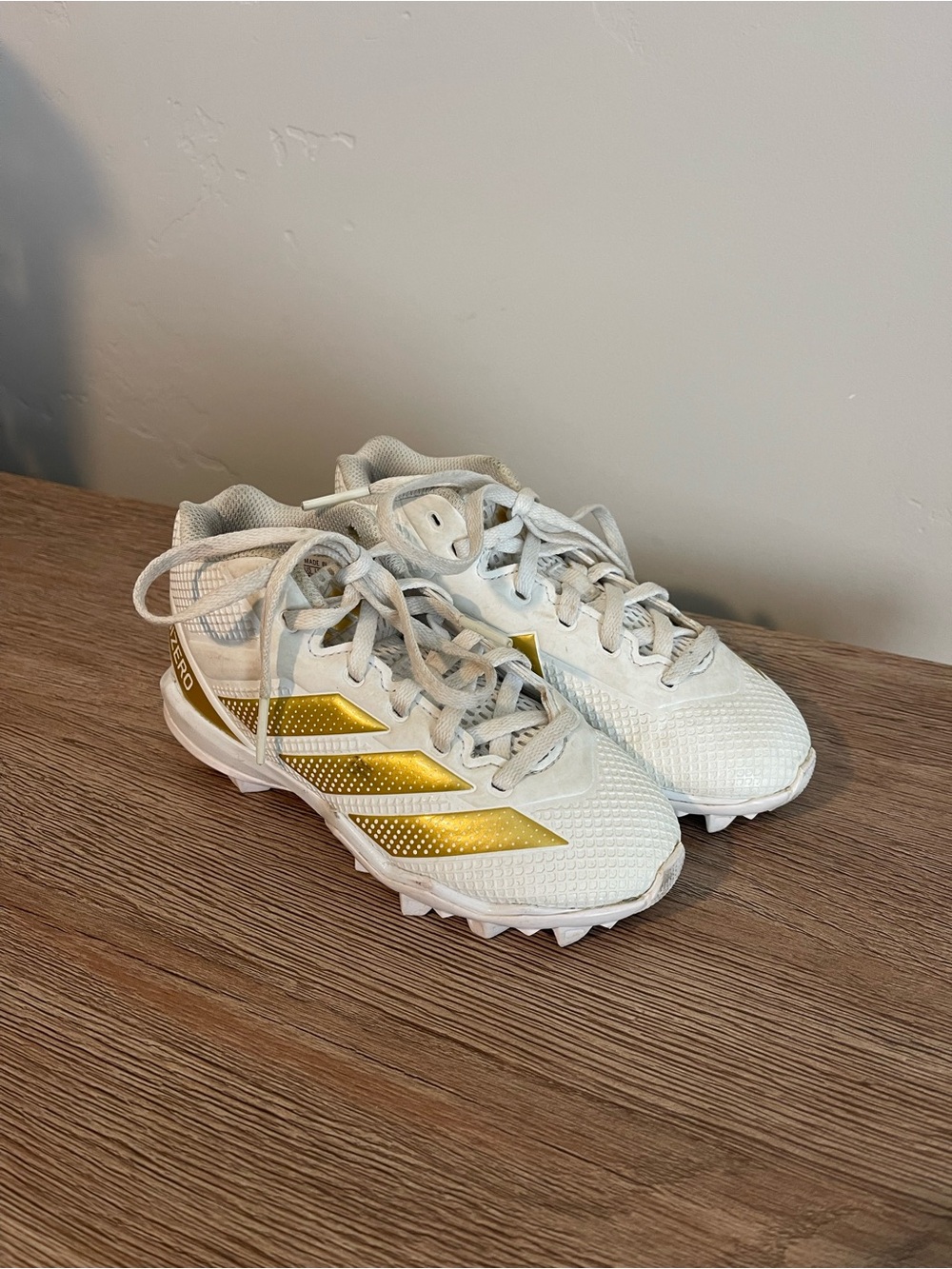 Adidas Adizero Kids White & Gold Football Cleats
